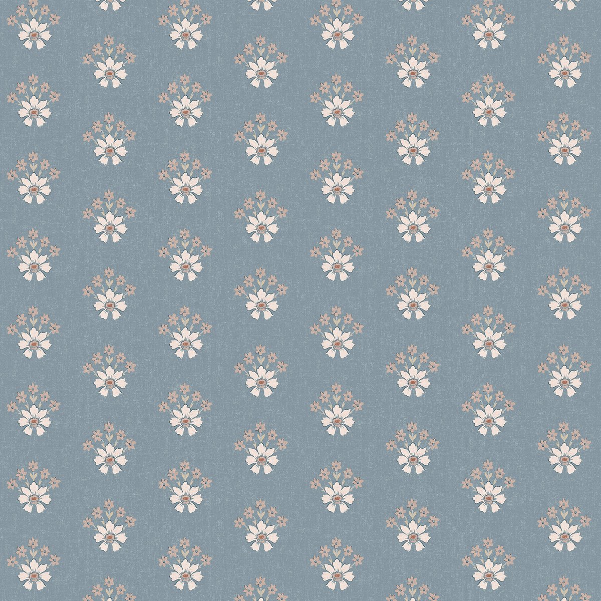 Papier peint fleuri Semington Floral Geo bleu, beige, blanc, LAURA ASHLEY