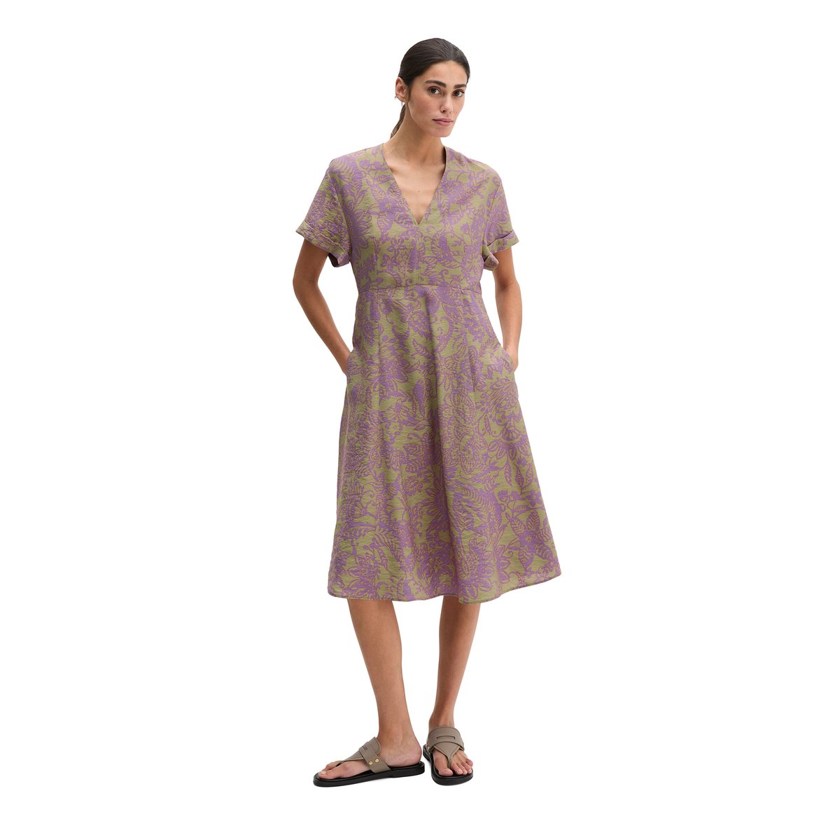 Robe crinkle shaped en mélange de viscose imprimée rose, MARC O'POLO