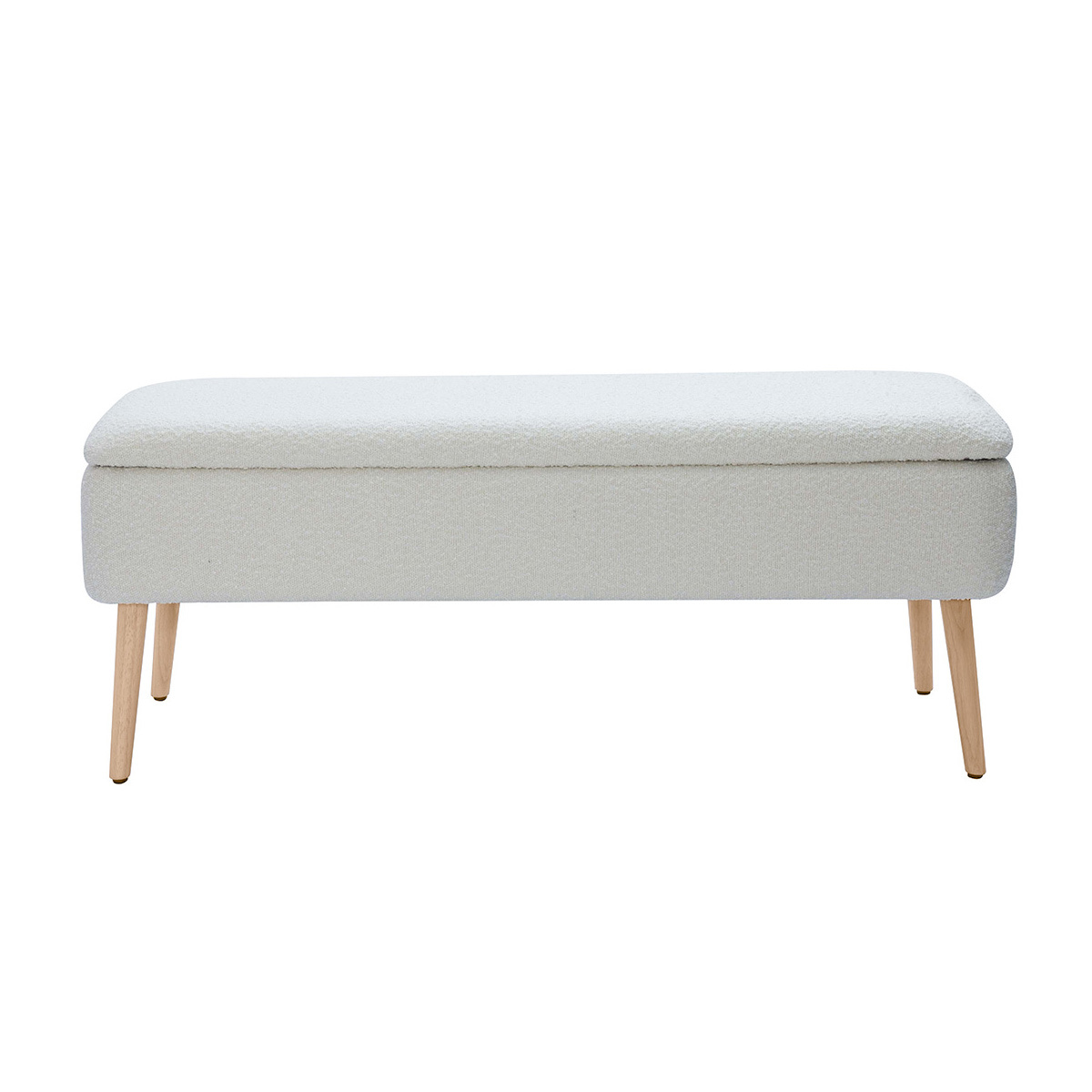 Banc coffre L120 cm pieds bois clair LARS blanc, MILIBOO