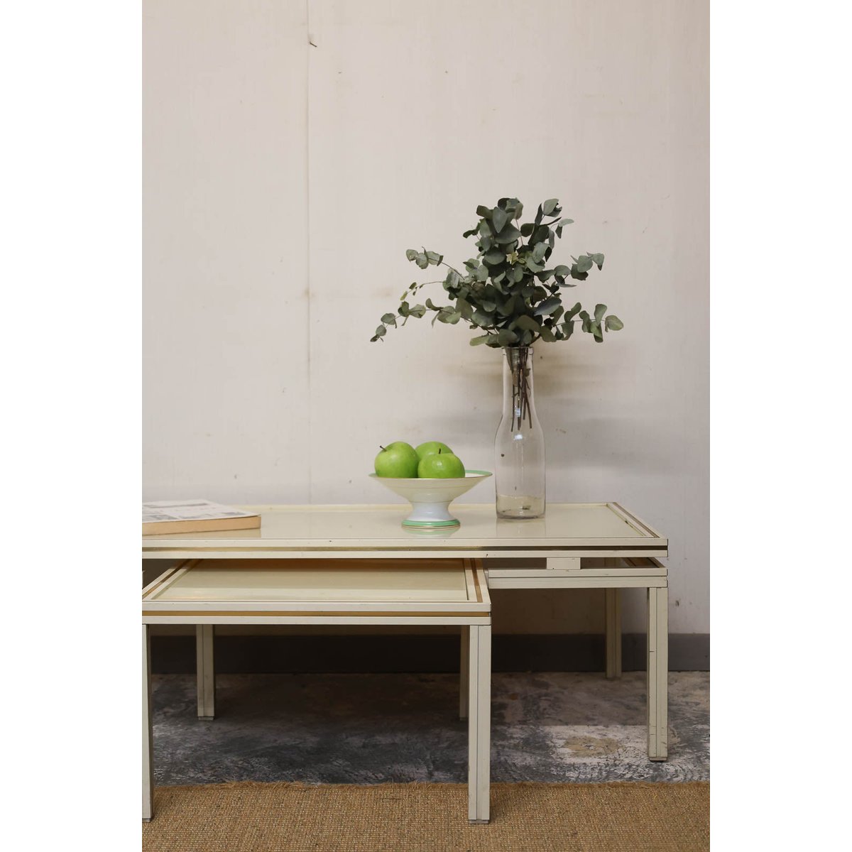 Tables gigognes en pierre et laiton Barbara N°117 - Bon état beige, DEBONGOUT