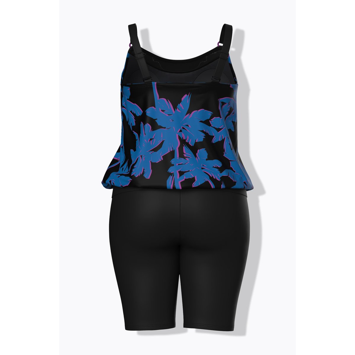 Tankini avec short, motif palmiers noir, ULLA POPKEN