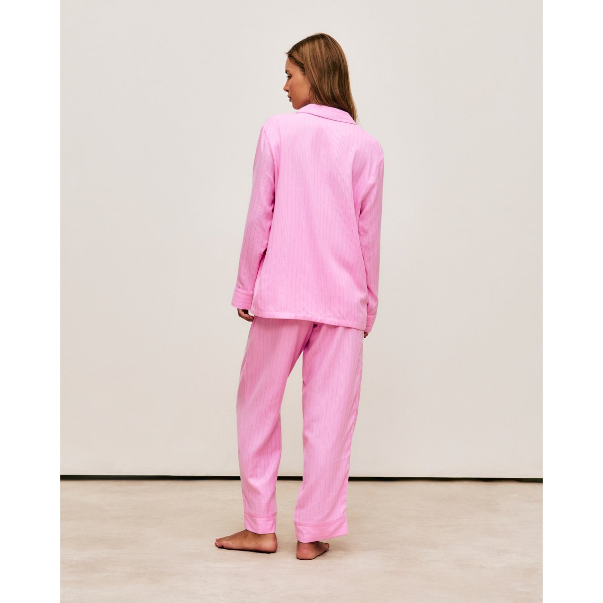 Pantalon en flanelle à rayures SOCIETY rose, UNDIZ
