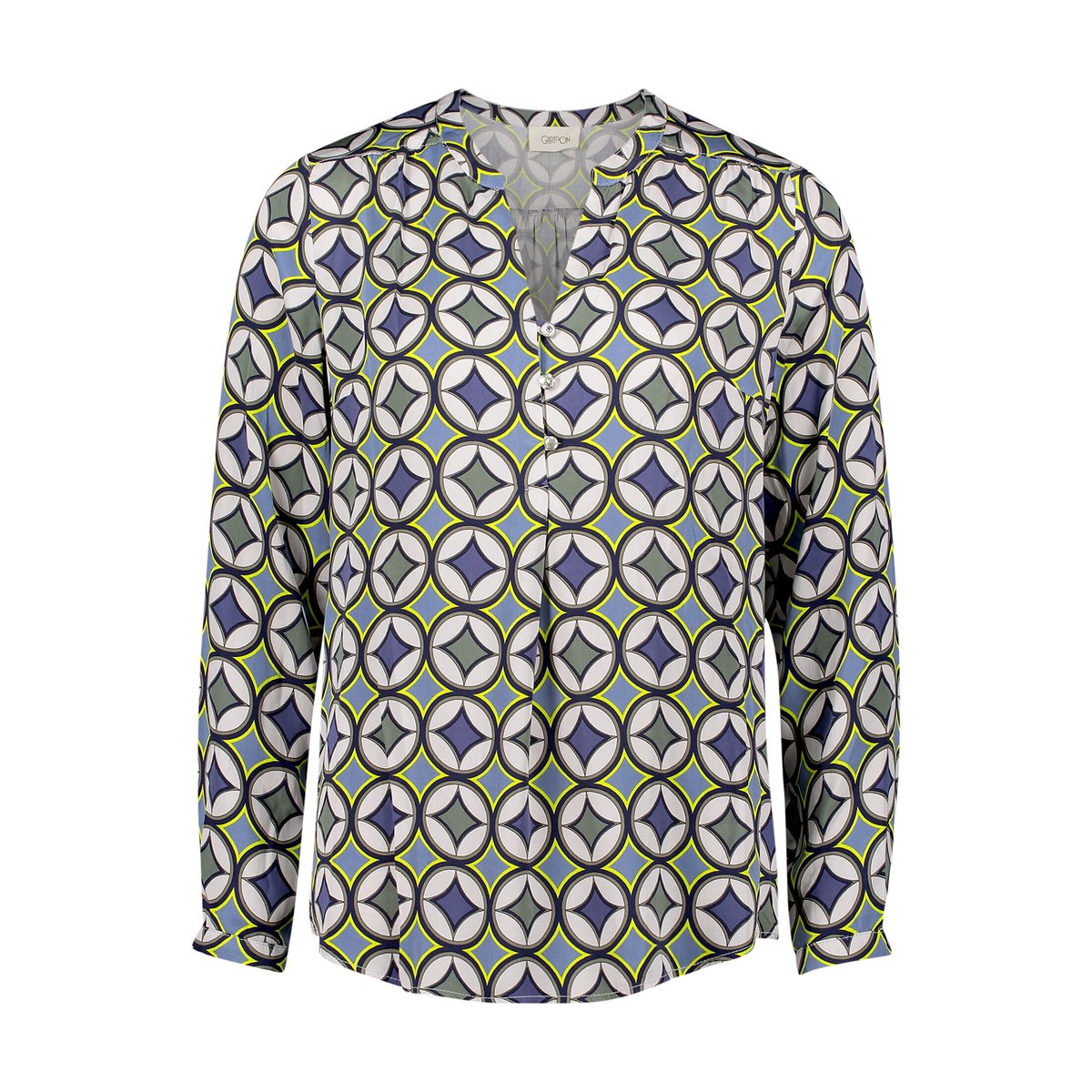 Blouse casual à boutons bleu/vert, CARTOON