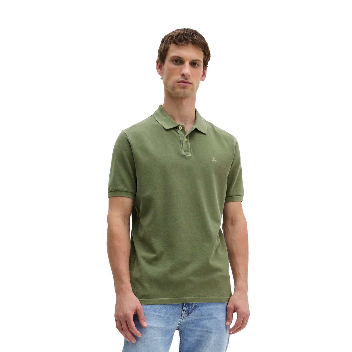 Polo Piqué Garment-dyed régulier en coton bio vert, MARC O'POLO