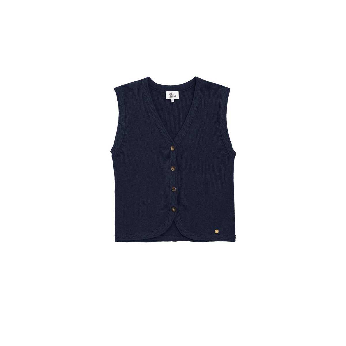 Gilet col v uni MELBA 25-marine, LA PETITE ETOILE