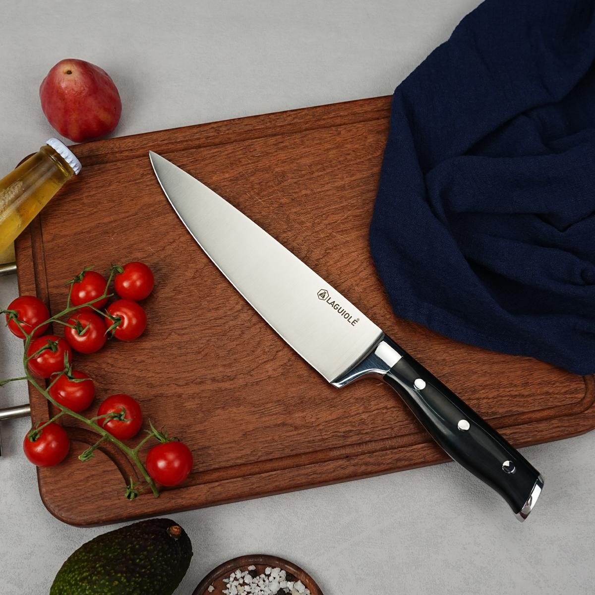 Couteau de chef noir 34cm - "Essentials" couleur unique, LAGUIOLE CUISSON