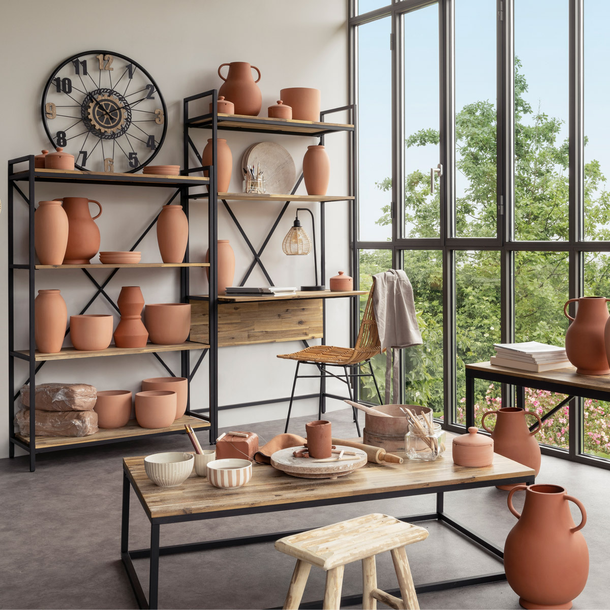 Bibliothèque 4 étagères en bois d'acacia EDENA marron, ATMOSPHERA
