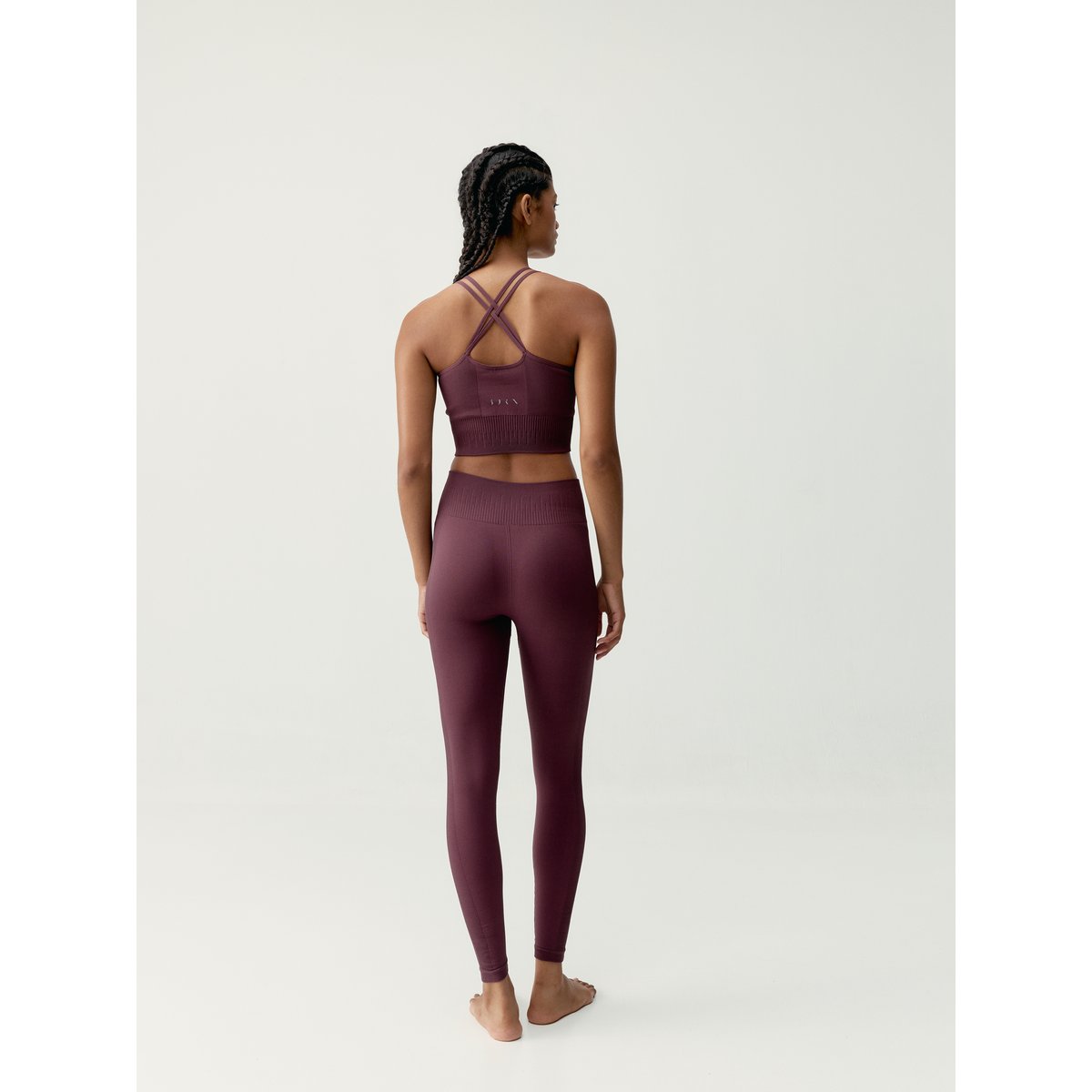 Legging de sport femme Naia longueur longue taille haute vin cerise, BORN