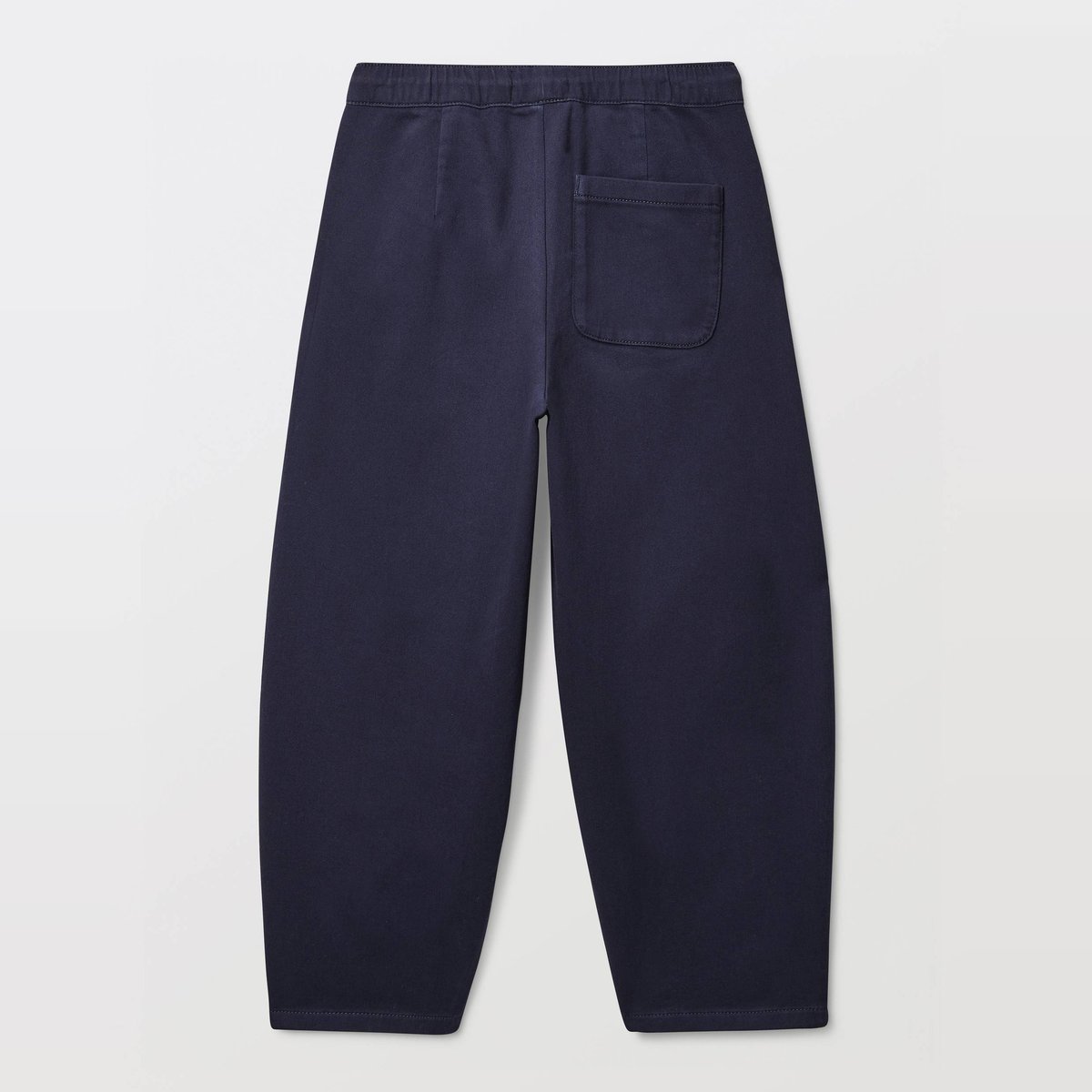 Pantalon droit élastiqué uni en coton marine, MONOPRIX