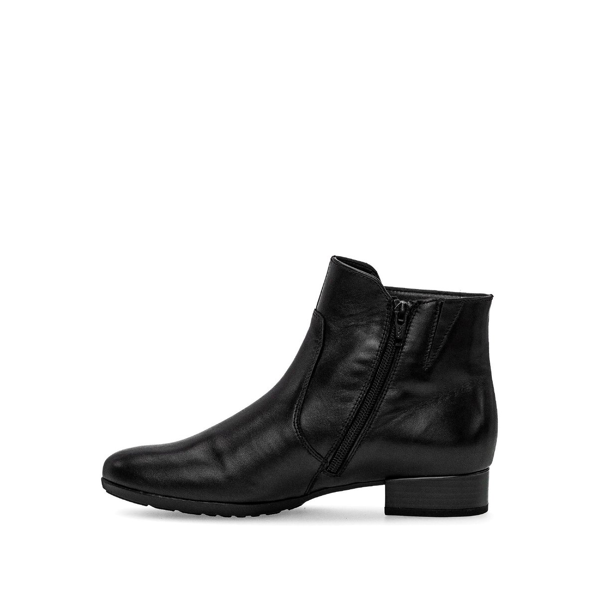 Bottines en cuir à talon décroché block noir lisse, GABOR