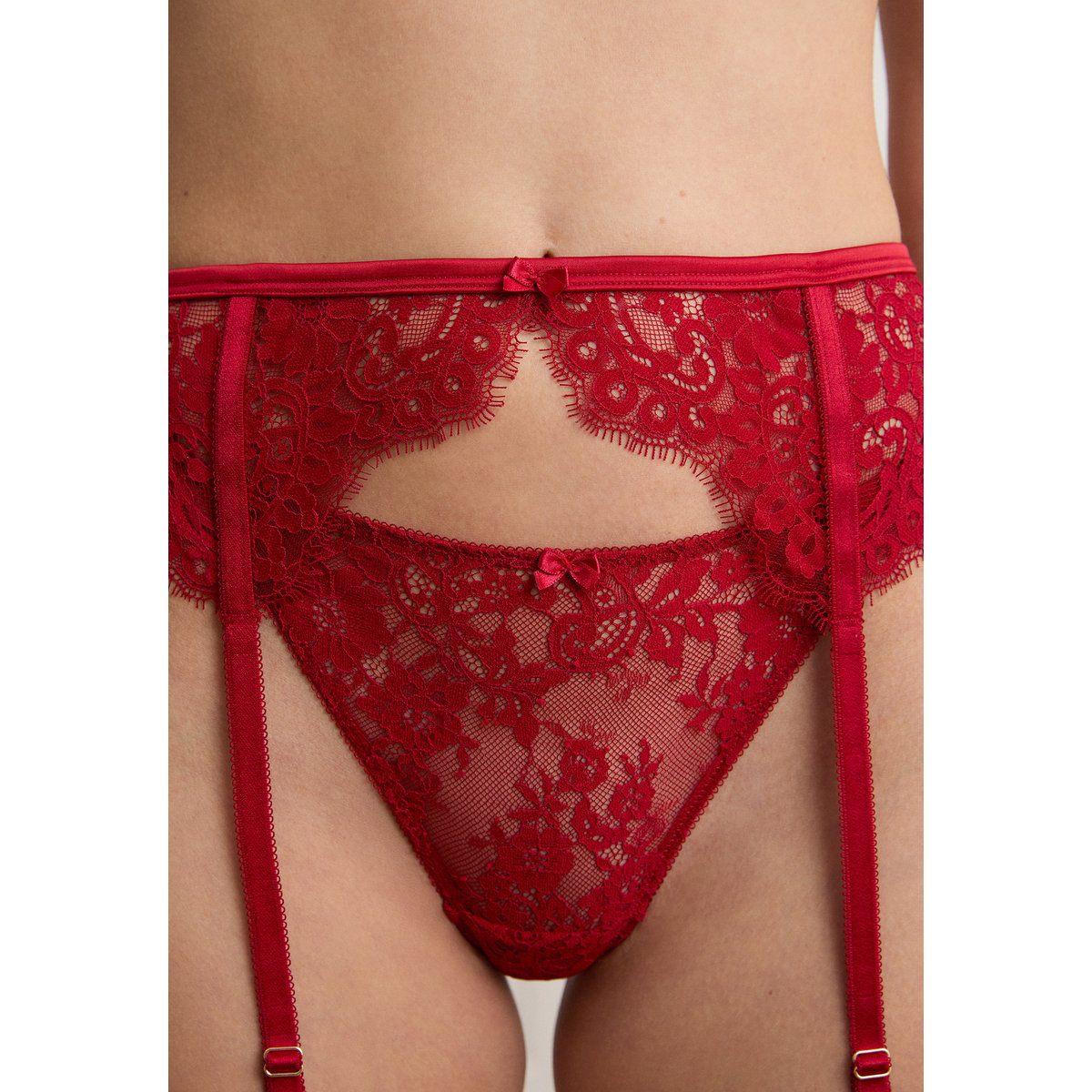 Porte-jarretelles en dentelle INFINI rouge, ETAM