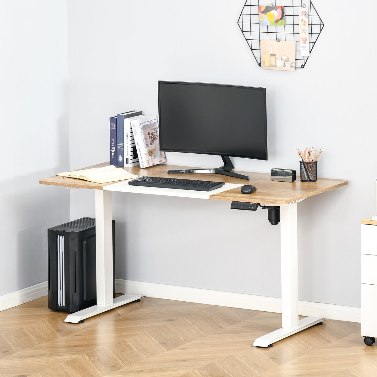 Bureau réglable en hauteur, GRANTA chêne, MEUBLES COSY