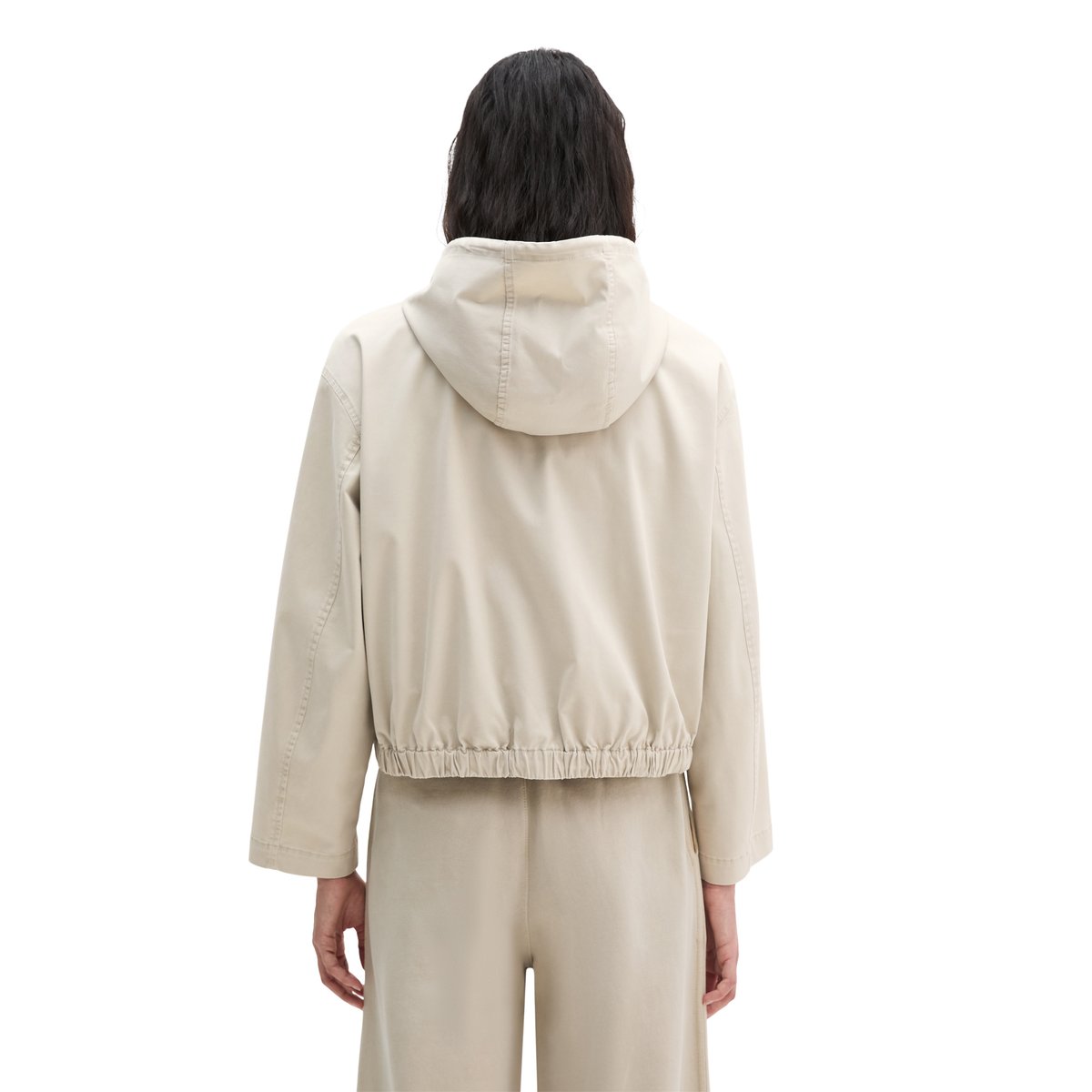 Blouson avec capuche loose en sergé de coton brossé gris clair, MARC O'POLO