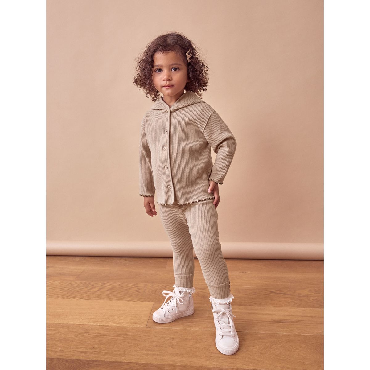 Legging et cardigan en maille à capuche marron, NEXT