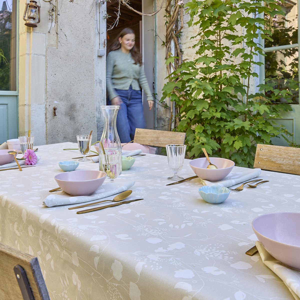 Nappe BELLES PLANTES ecru, SYLVIE THIRIEZ