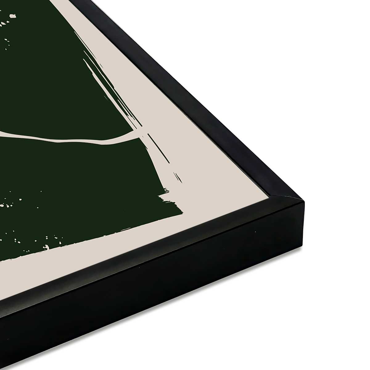 Affiche abstraite vert foncé lignes organiques minimalistes affiche + cadre en métal - noir, HEXOA