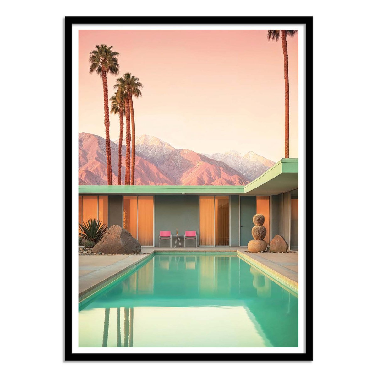 Affiche d'art - Motel 66 Palm Springs - Philippe Hugonnard couleur unique, WALL EDITIONS
