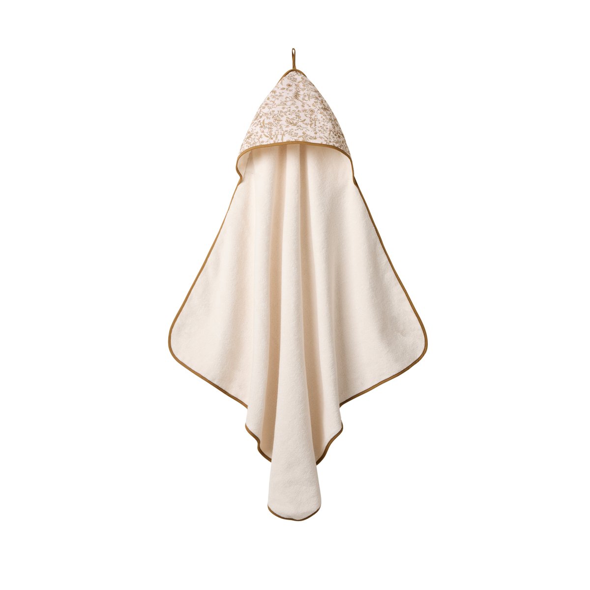Cape de bain LINO IMPRIMÉ naturel, CARRE BLANC