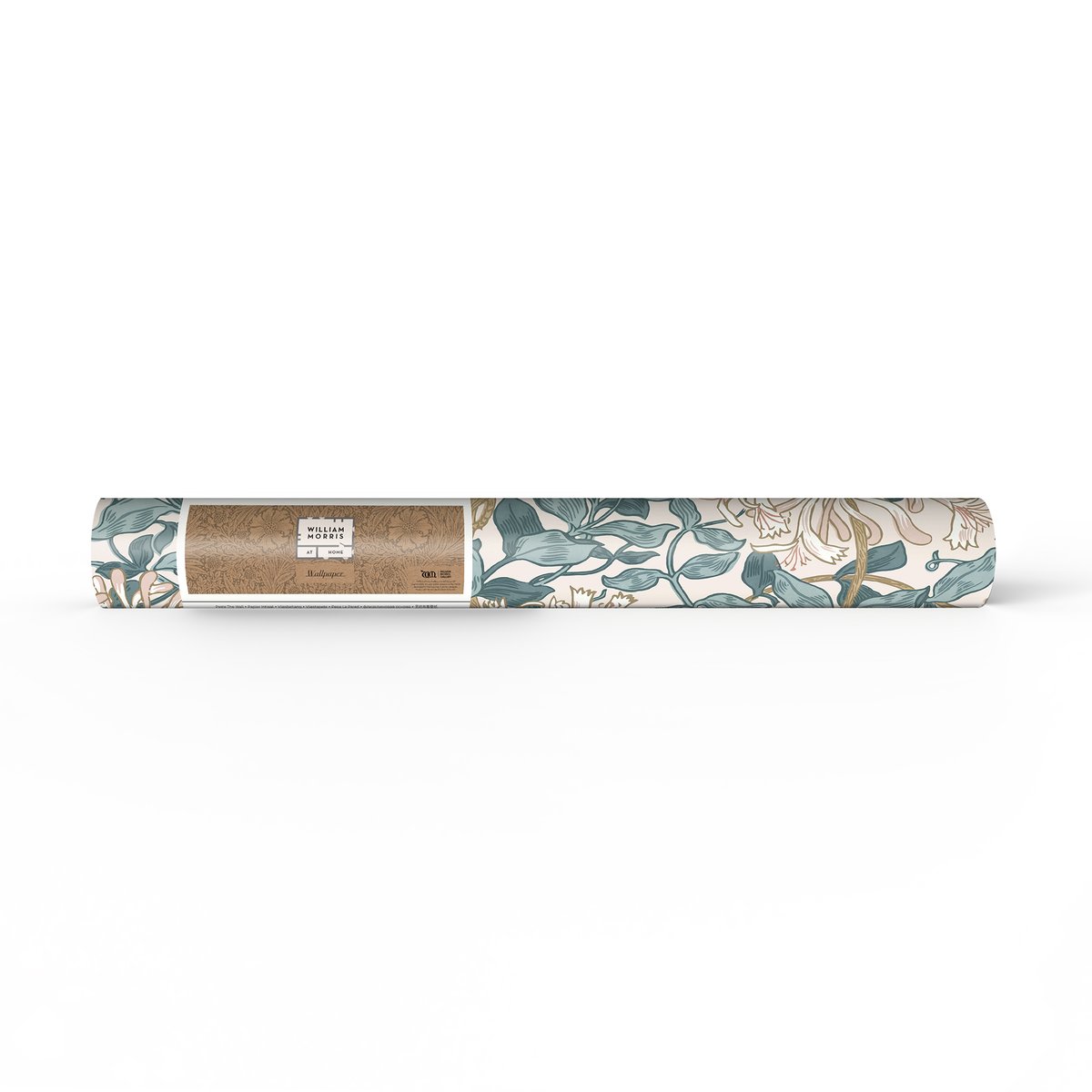 Papier peint Fleurs de chèvrefeuille de printemps bleu grisé, beige, WILLIAM MORRIS AT HOME