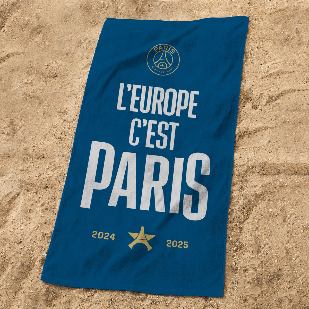 Serviette de bain et de plage imprimée 100% coton, Paris Saint Germain NATION bleu nuit, PSG