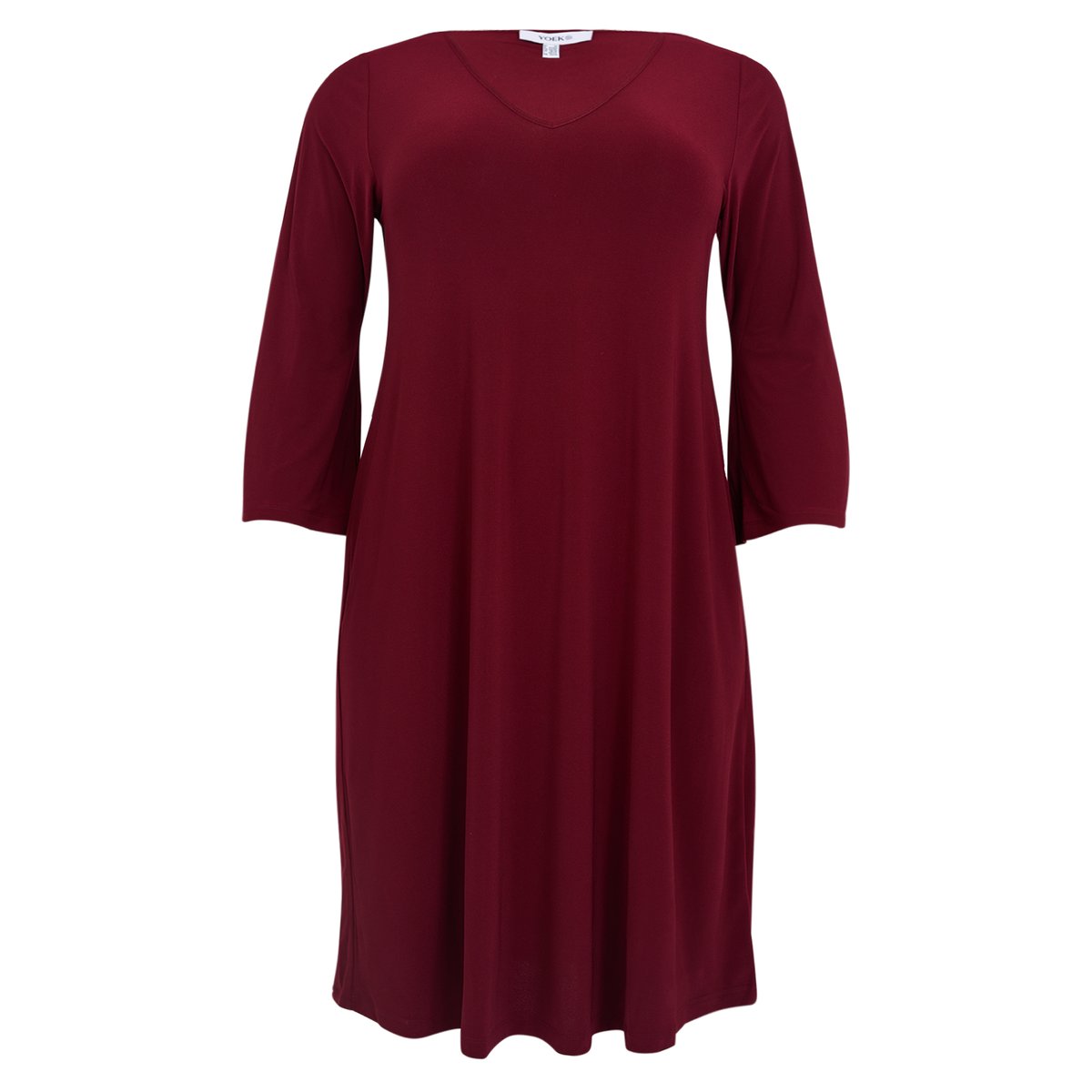 Robe v-cou rouge foncé, YOEK