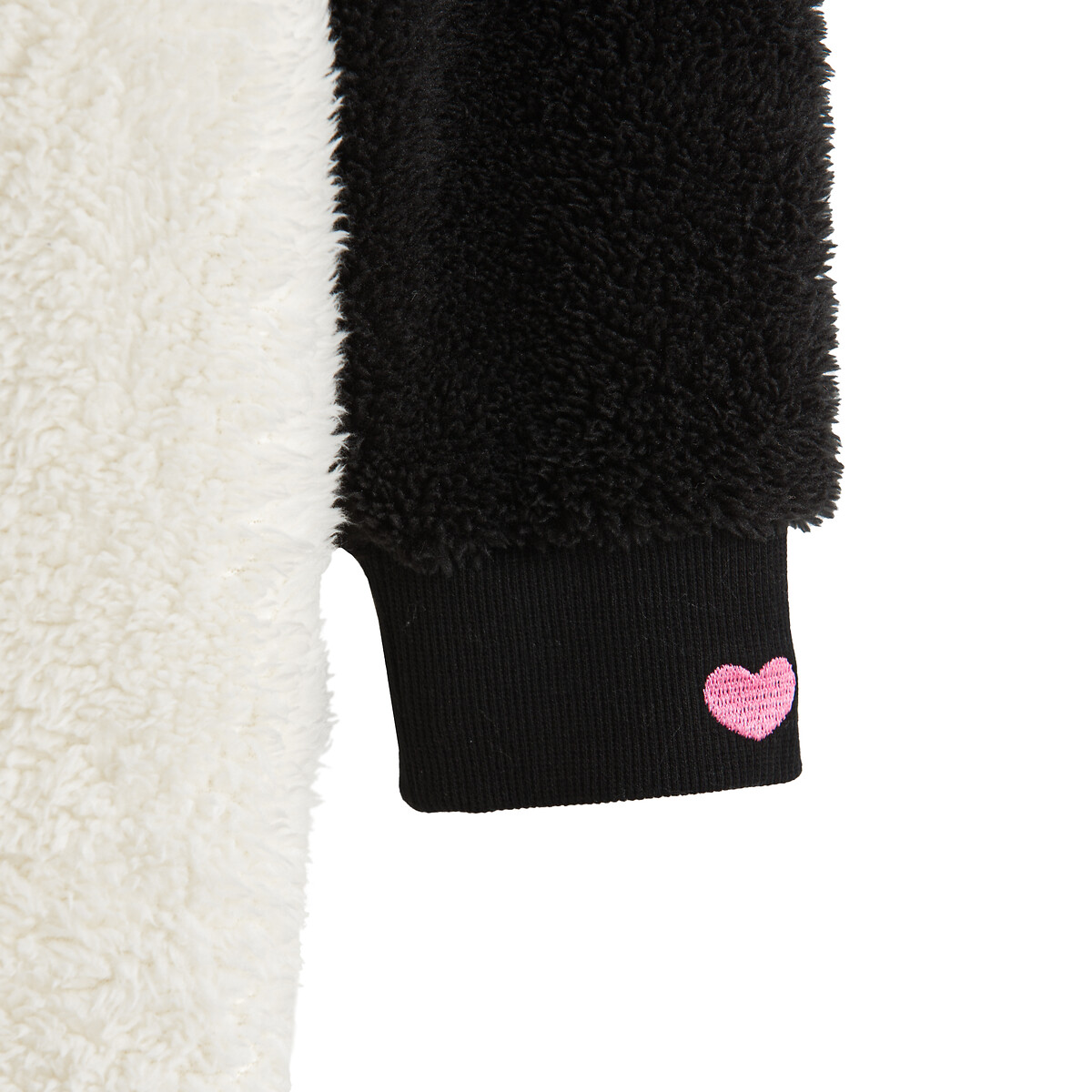 Panda-Overall aus Fleece mit Kapuze ecru/schwarz, LA REDOUTE COLLECTIONS