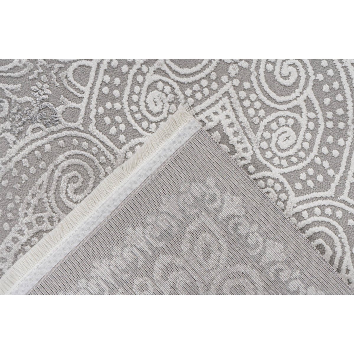 Tapis rectangulaire à motifs orientaux argent clair à motifs blancs, ARTE ESPINA