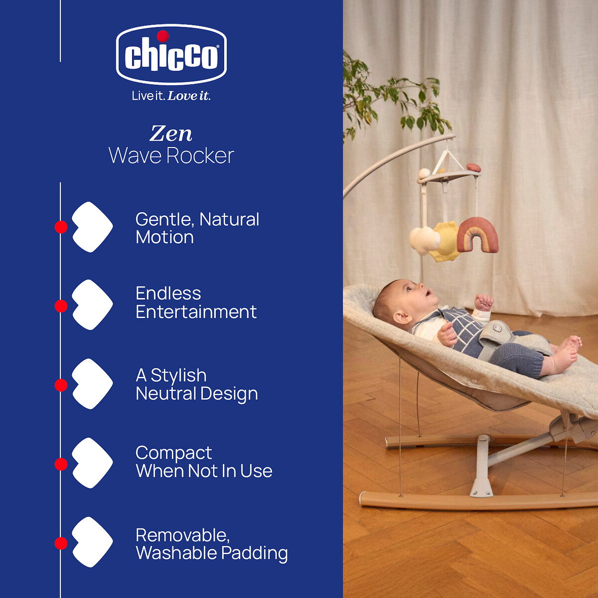 Zen Wave Wooden Rocker grey, CHICCO