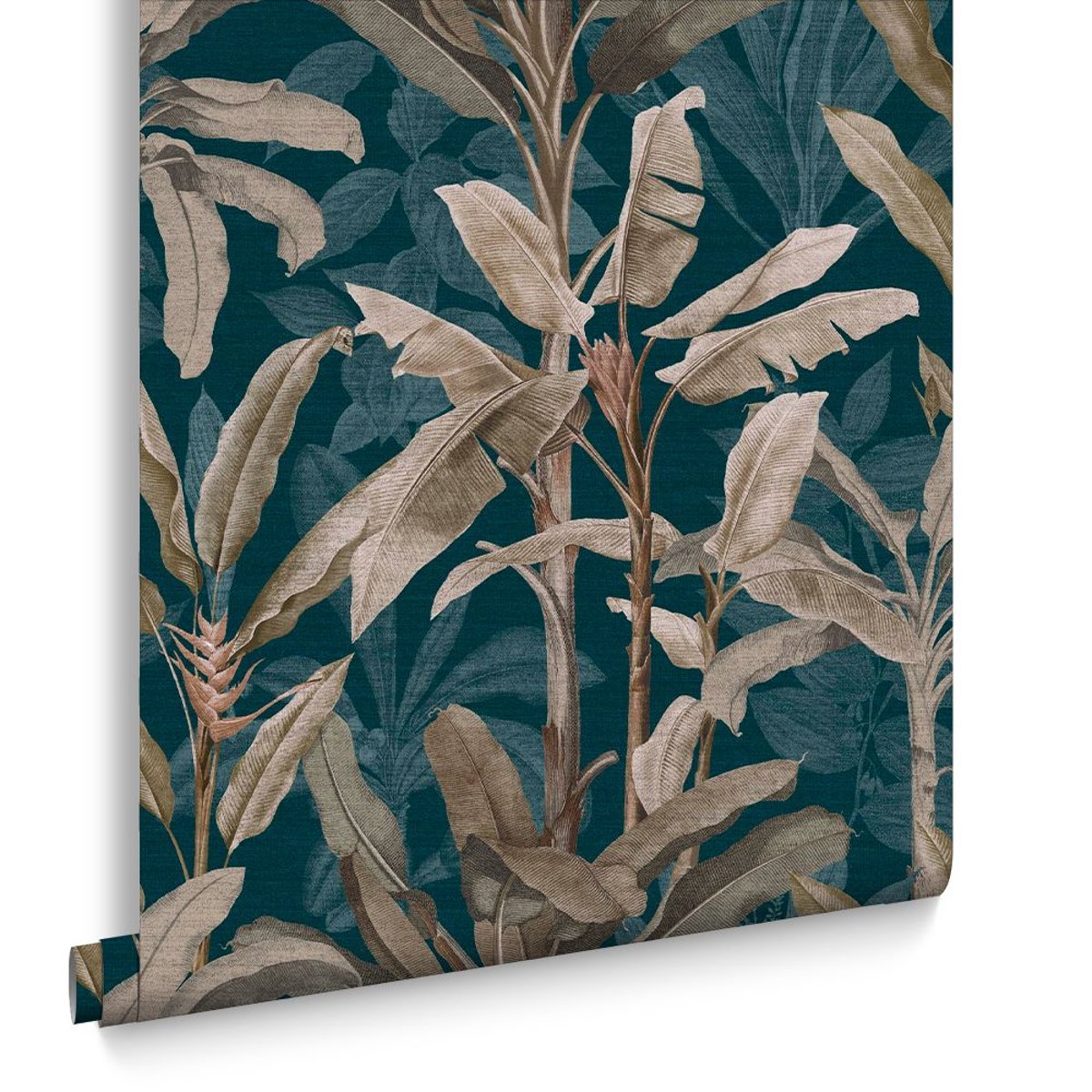 Papier peint Borneo Teal sépia, bleu, GRAHAM ET BROWN