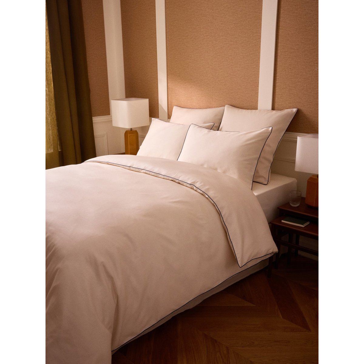 Housse de couette satin de coton "MADELEINE" blanc casse, CYRILLUS