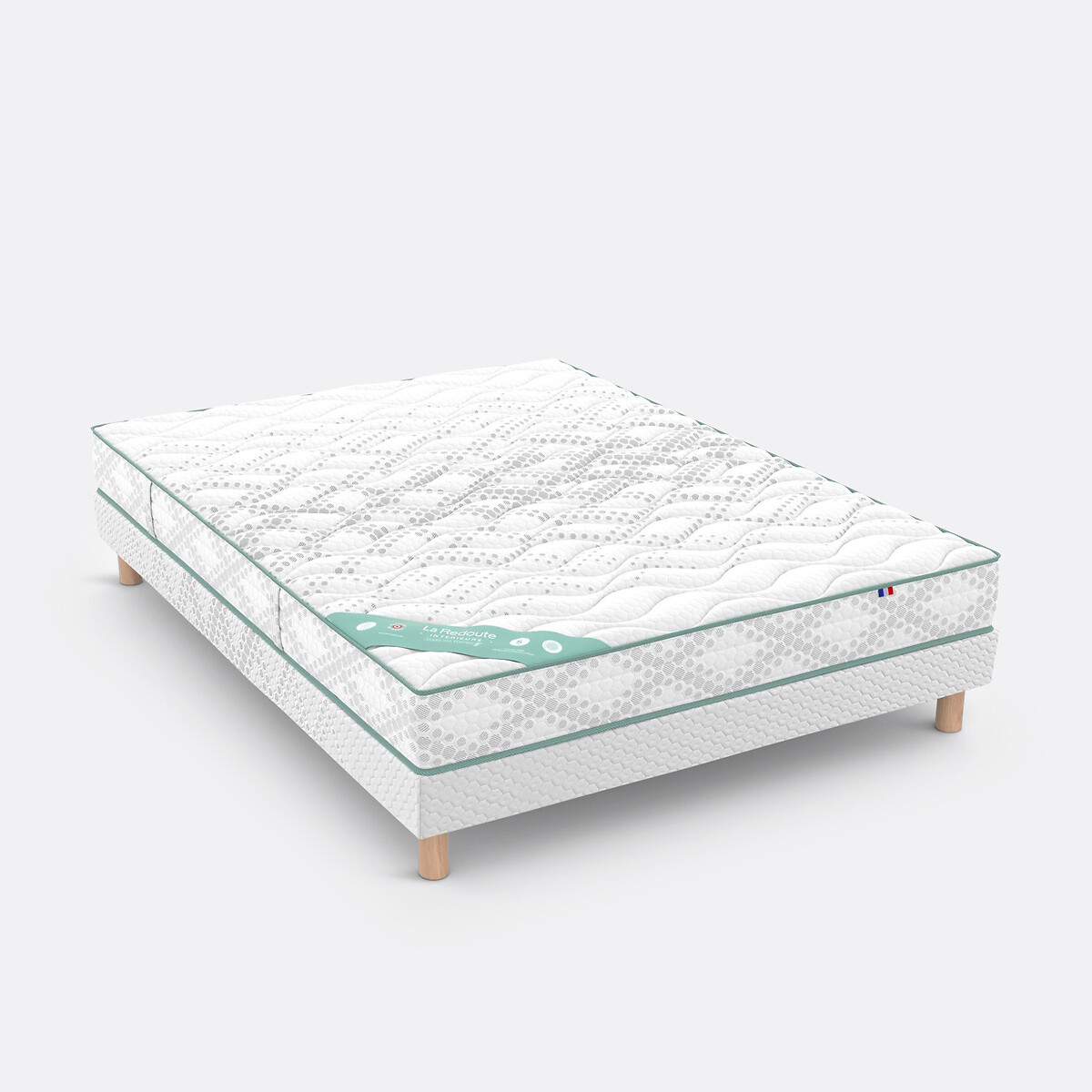 Matelas dos sensible, 580 ressorts, 5 zones, soutien ferme, accueil moelleux blanc/vert de gris, LA REDOUTE INTERIEURS