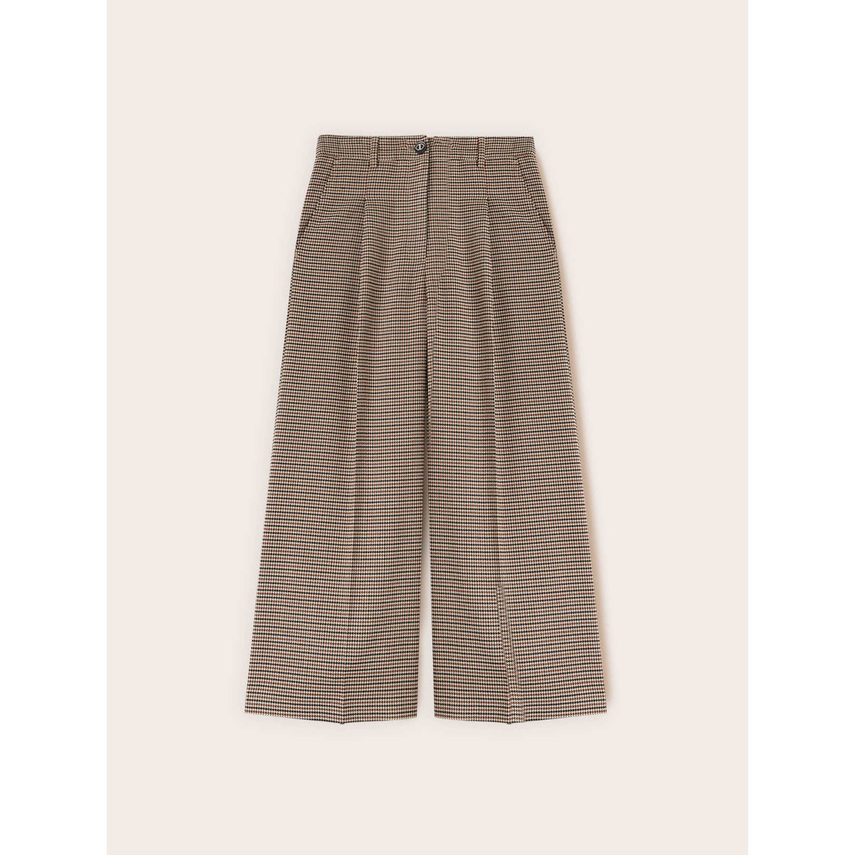 Pantalon court à motif à carreaux beige, MOTIVI
