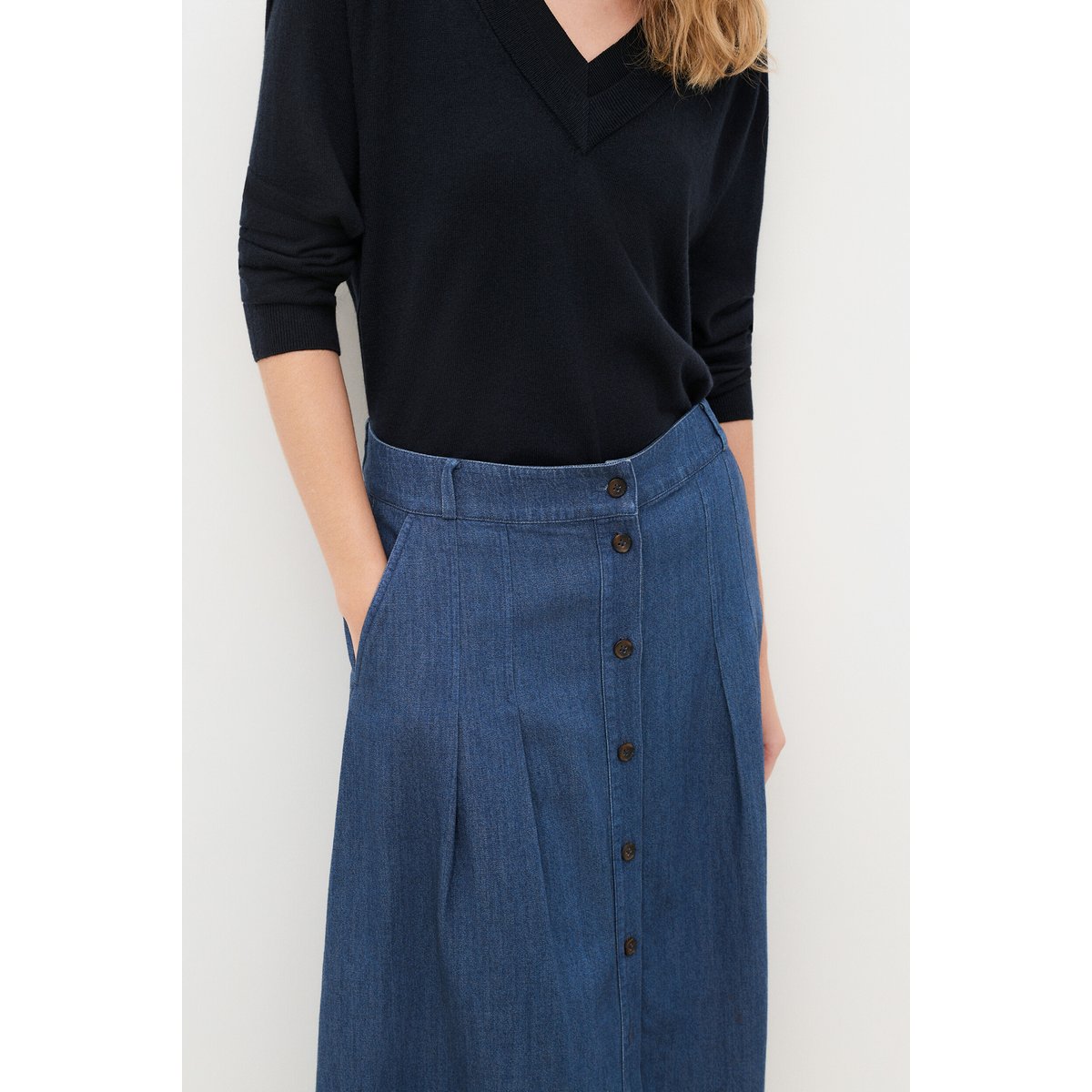 Jupe longue fluide JOLANE denim stone, CAROLL