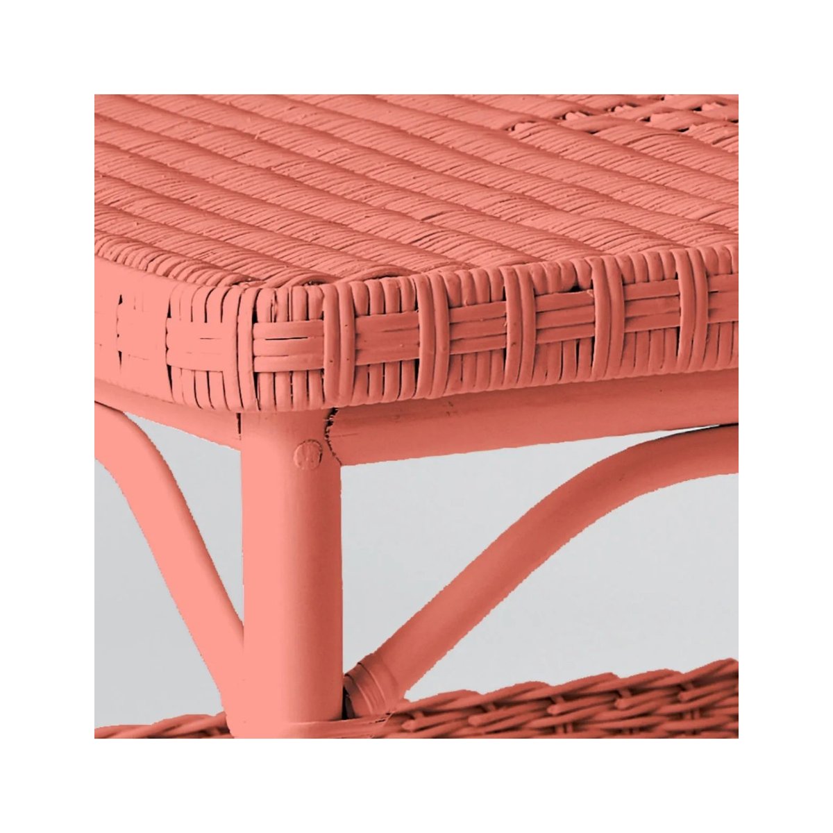 Table basse rectangulaire en rotin PRIMAVERA laqué bleu azur rose, KOK