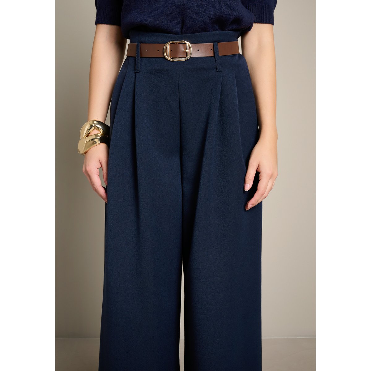 Pantalon large élégant bleu marine, LOLALIZA