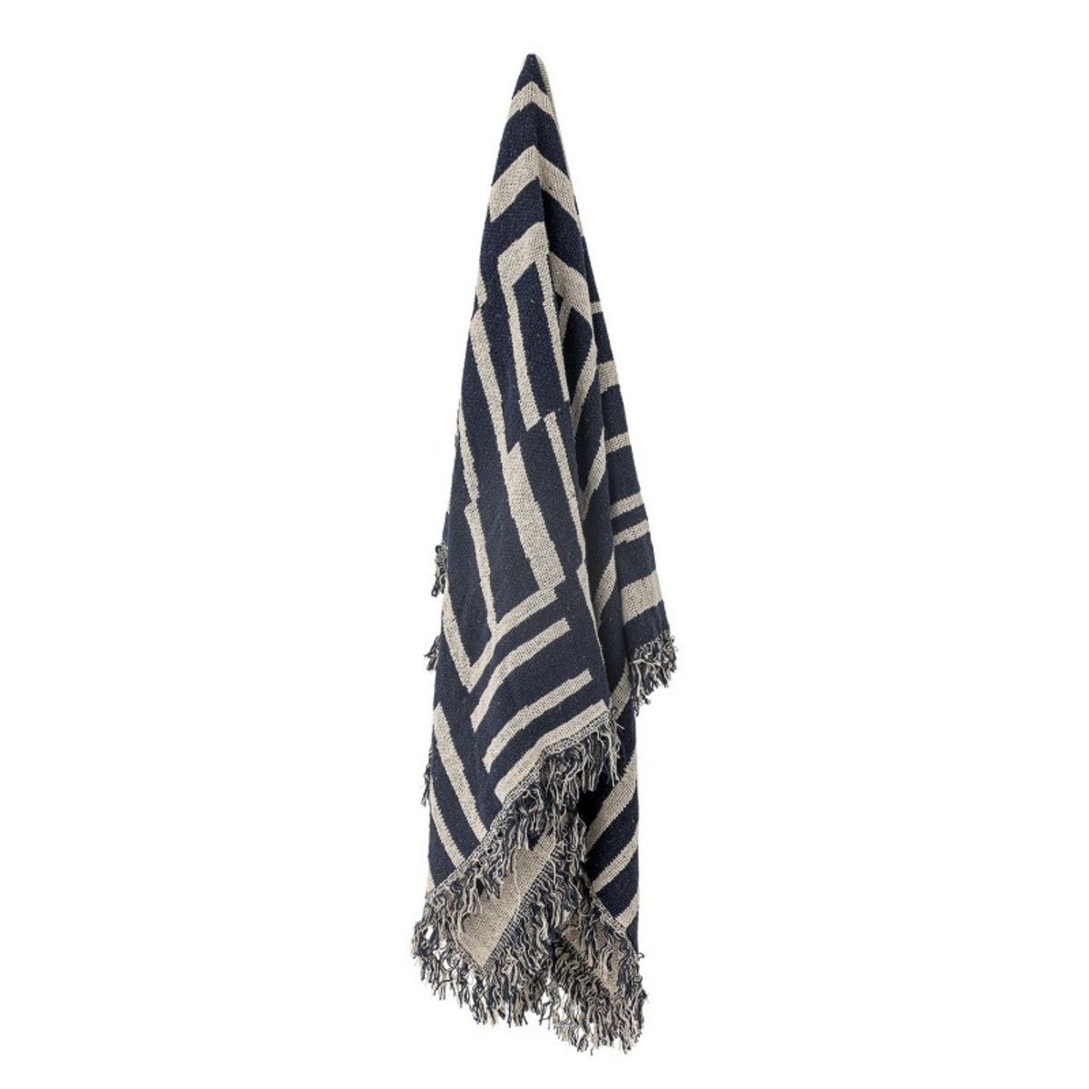 Plaid coton recyclé FRANKIE bleu marine, BLOOMINGVILLE