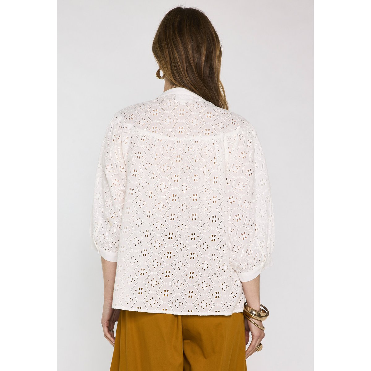 Blouse brodée à manches 3/4 DIANE ecru, Maison 123