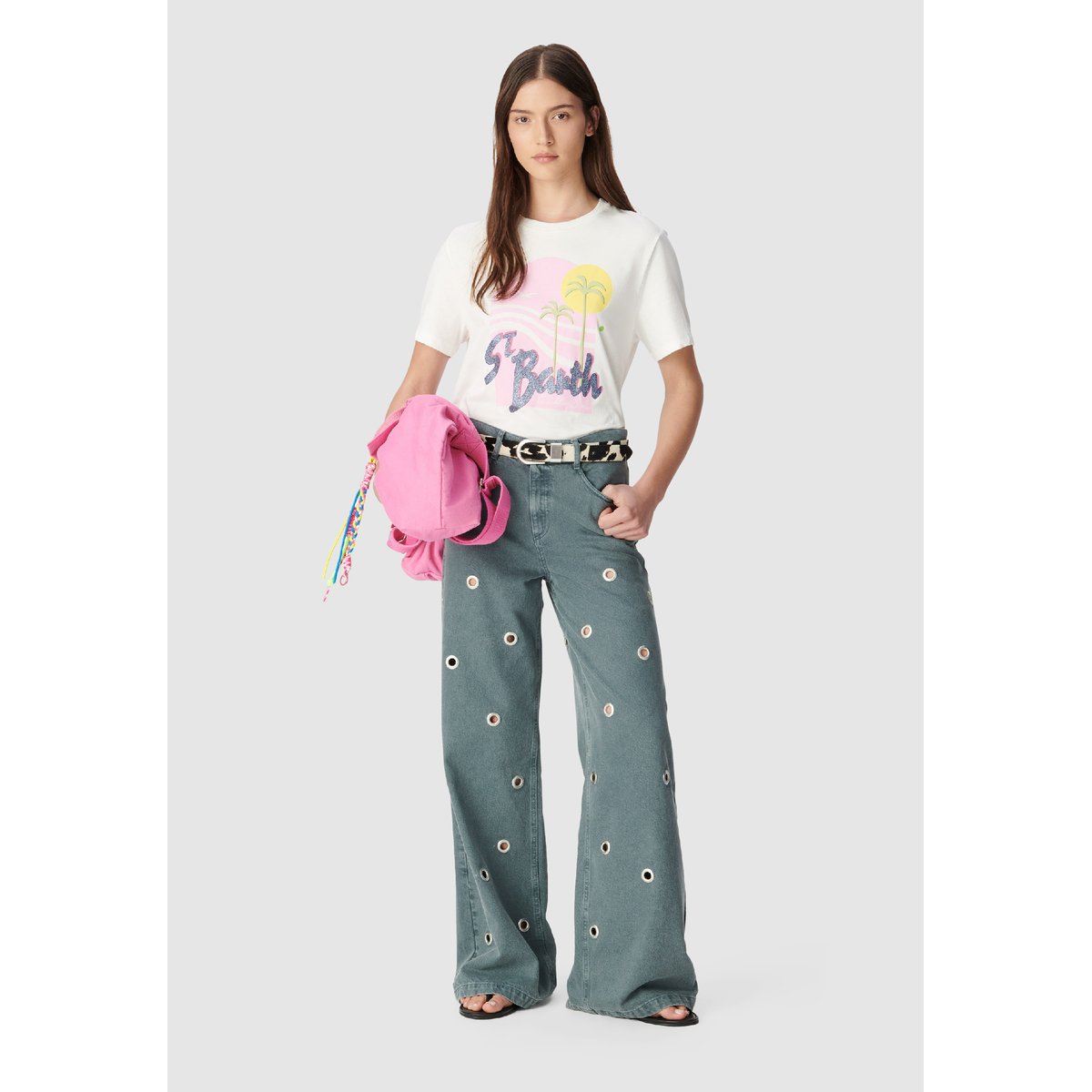 Tee-shirt manches courtes fantaisie visuel off-white, IKKS