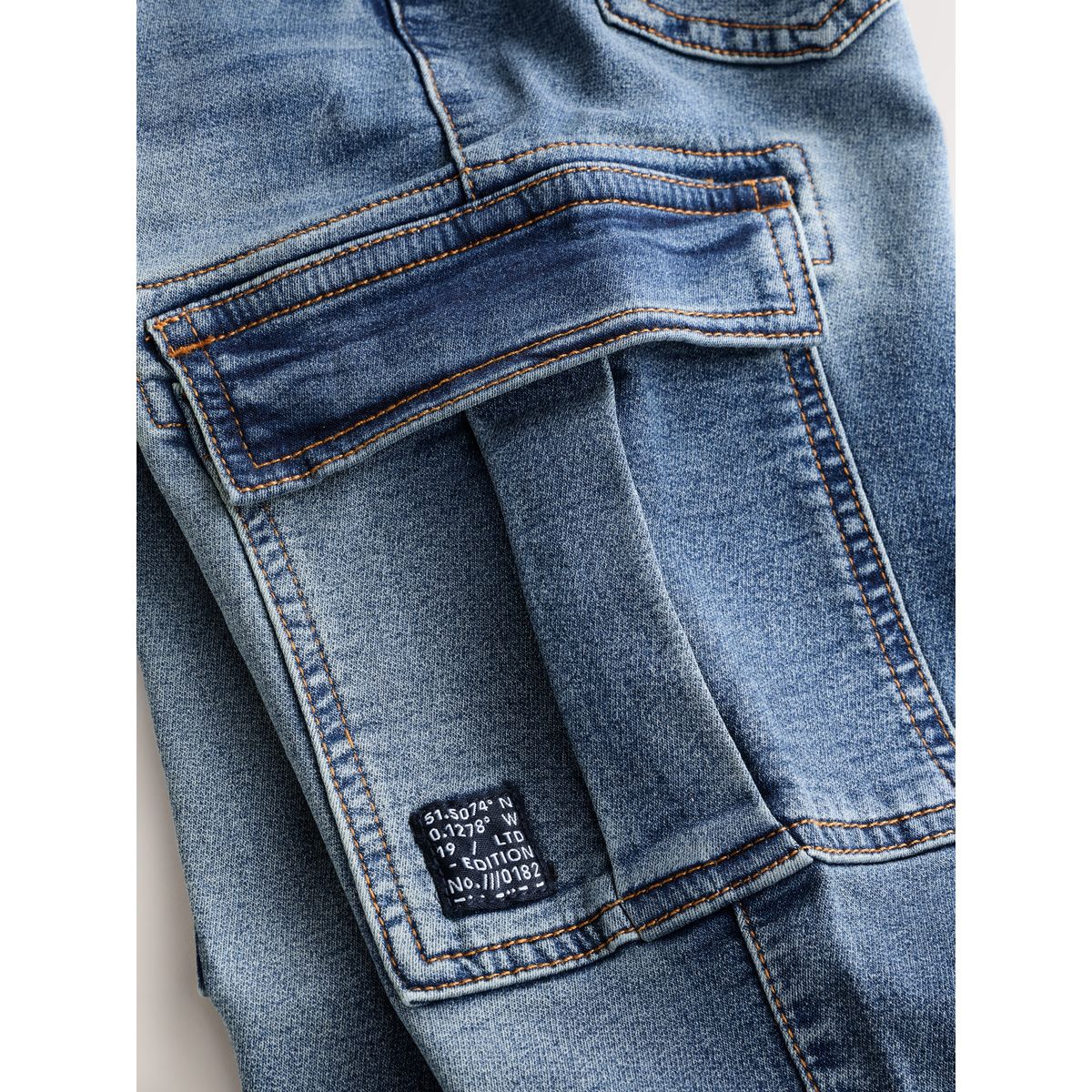 Jean cargo à taille élastique, lot de 2 gris/bleu, NEXT