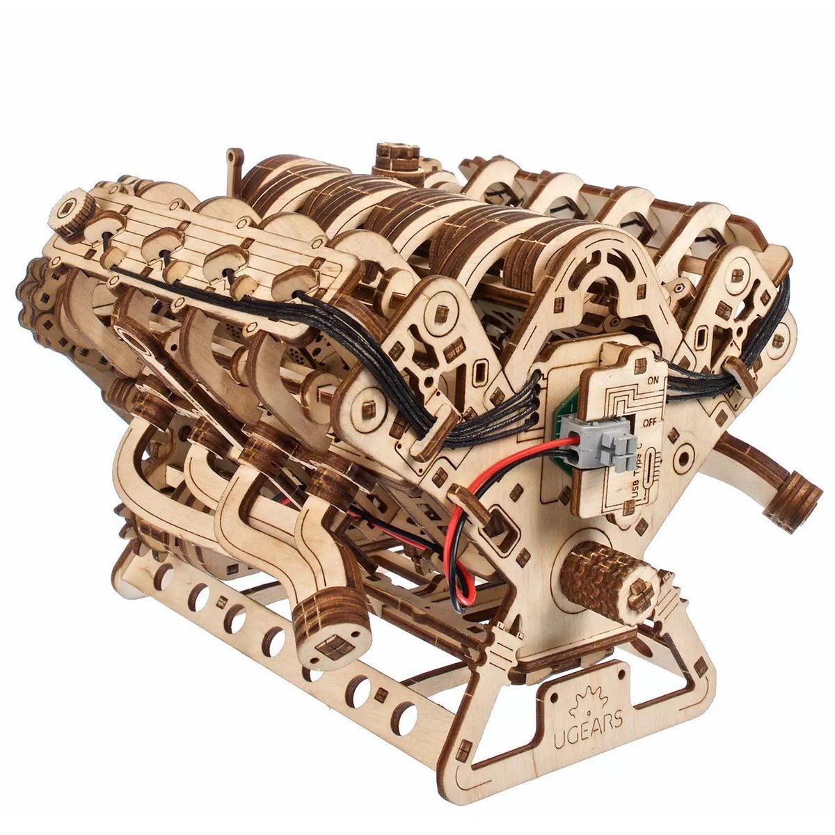 Puzzle 3D Moteur V8 beige, UGEARS