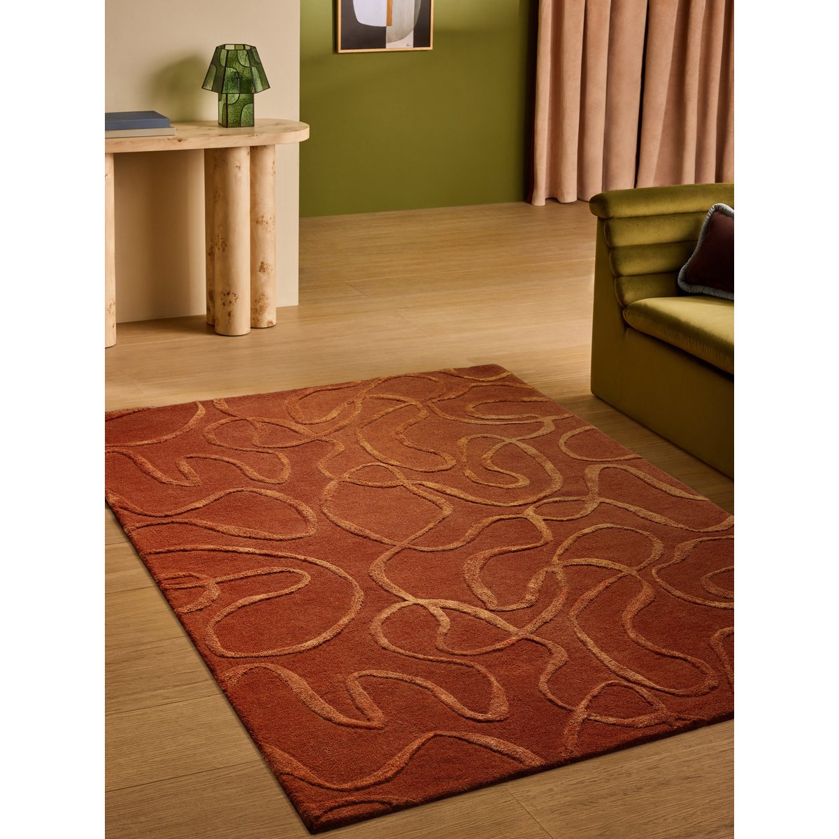 Tapis tufté main en laine SHIFT orange, NOVATREND