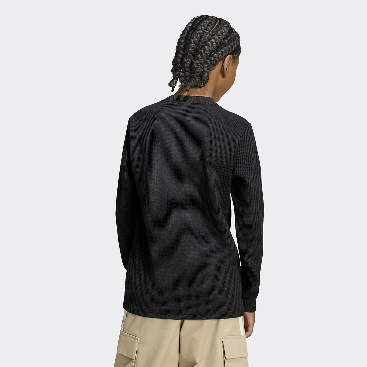 T-shirt manches longues en maille gaufrée noir, adidas Originals