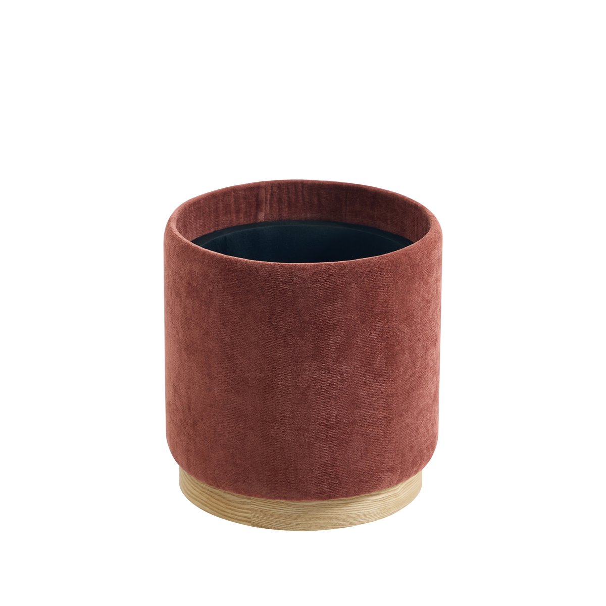 Pouf avec rangement, tissu et bois, KEMI terracotta, NORDLYS