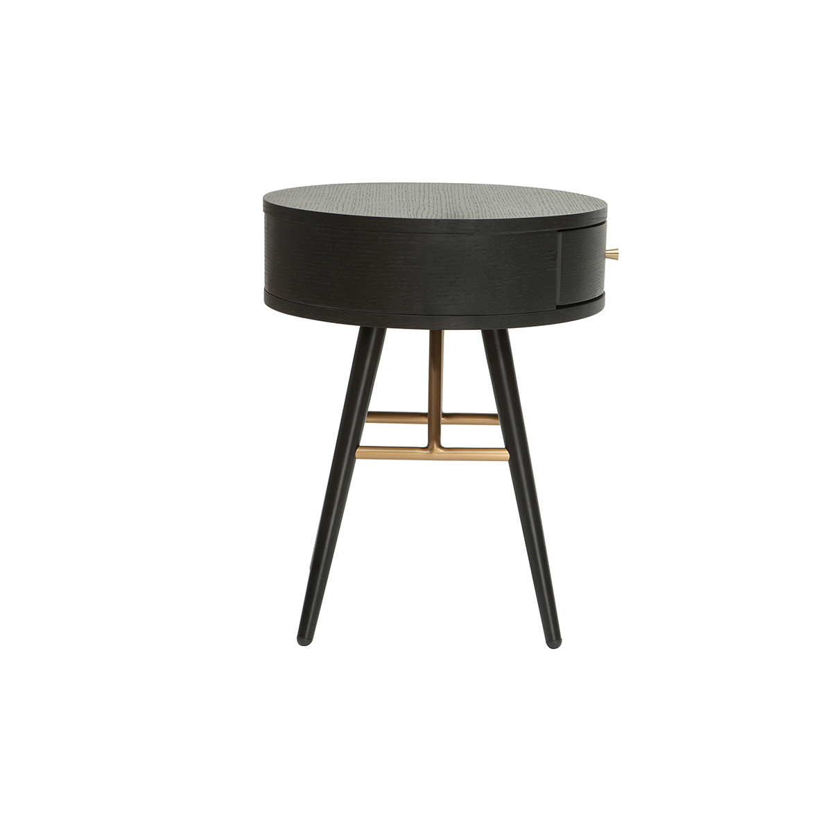 Table de chevet ronde avec tiroir D41 cm KORAL noir, MILIBOO