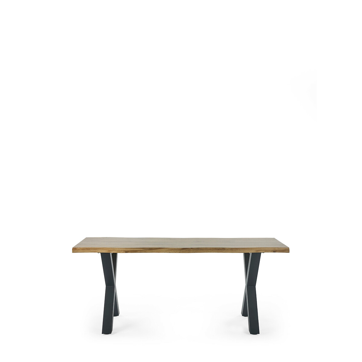 Harlen Rustic Oak Dining Table with Waved Edge oak/black, SO'HOME