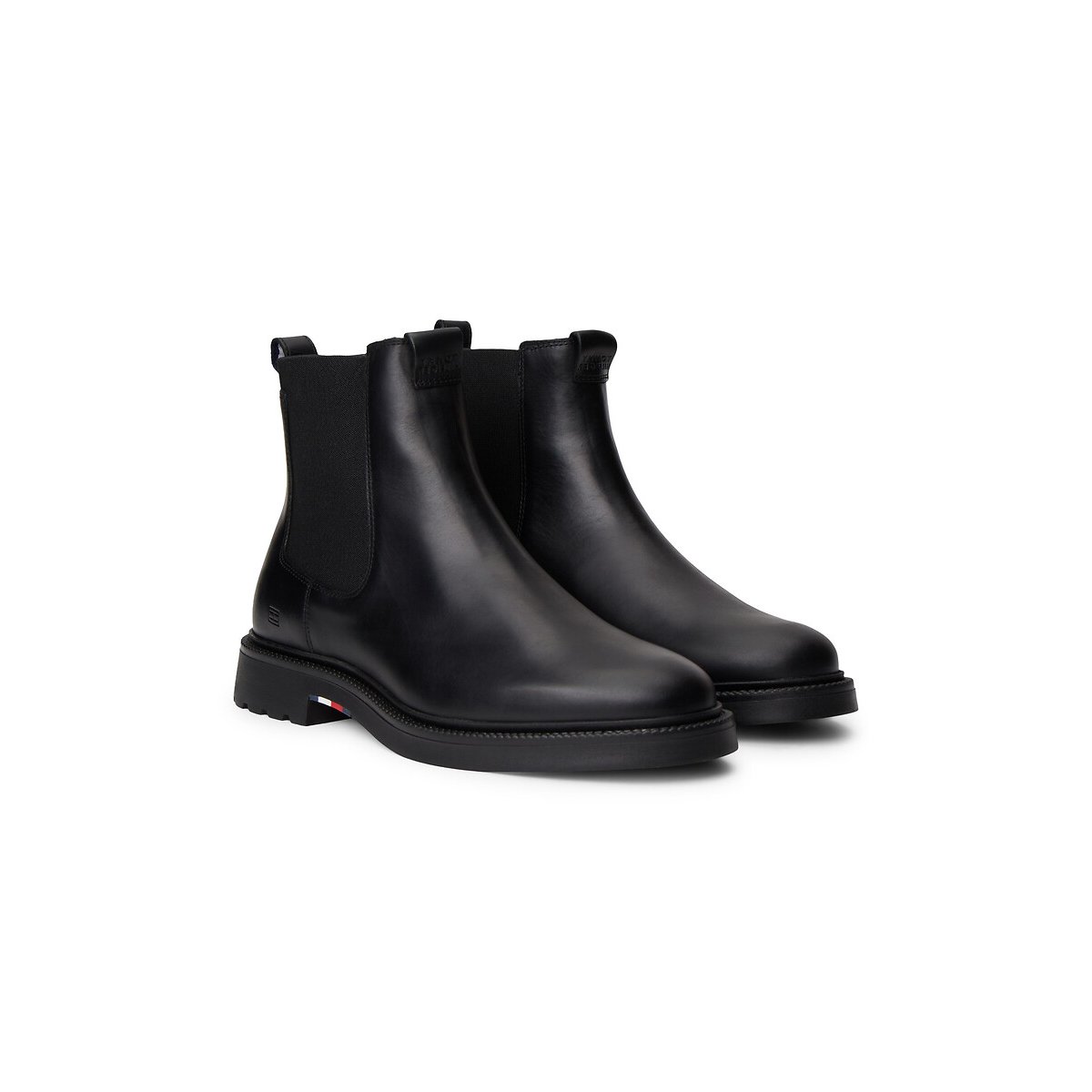 Bottines chelsea en cuir noir, TOMMY HILFIGER