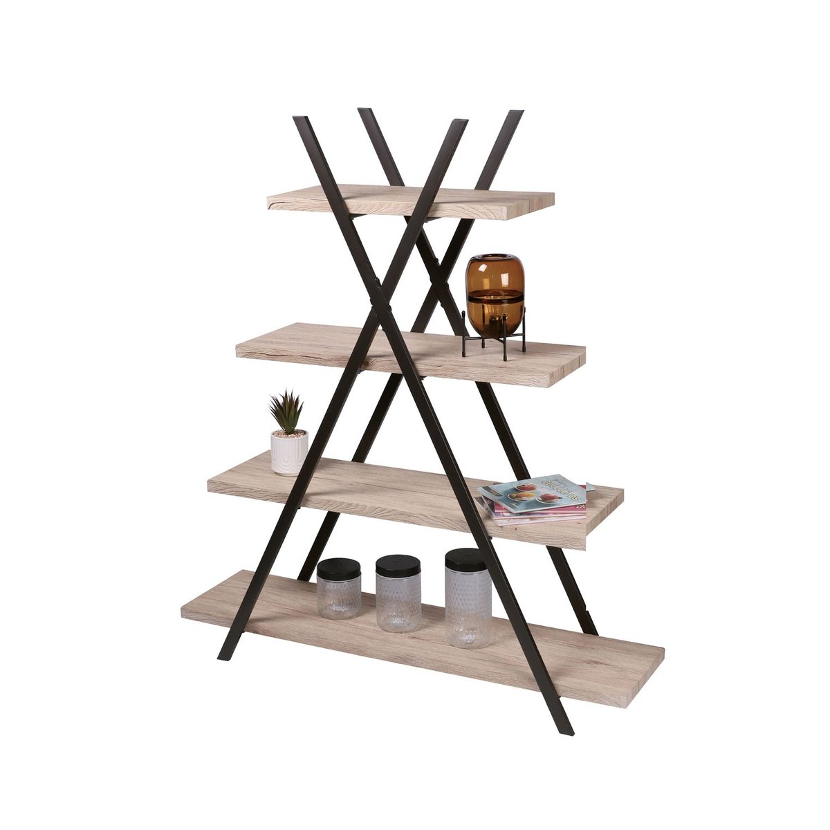 Etagère pyramide 4 niveaux design industriel DOCK noir, URBAN LIVING