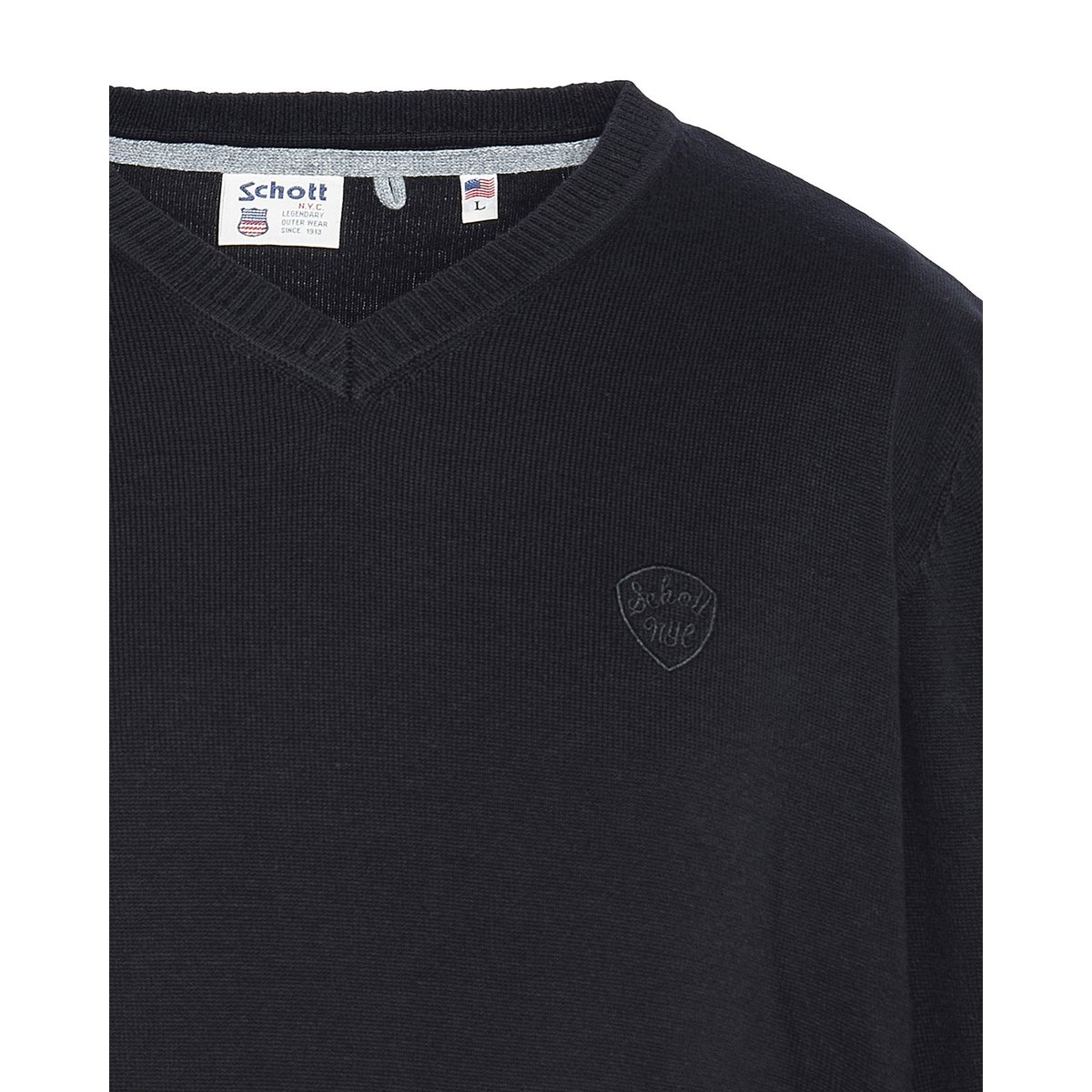 Pull fin col V noir, SCHOTT