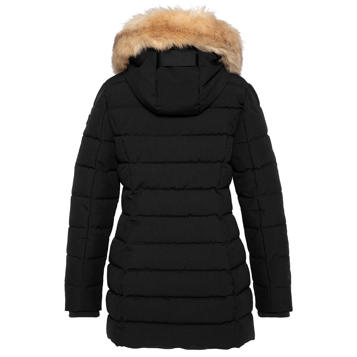 Parka mi-longue à capuche avec imitation fourrure amovible noir, SCHOTT
