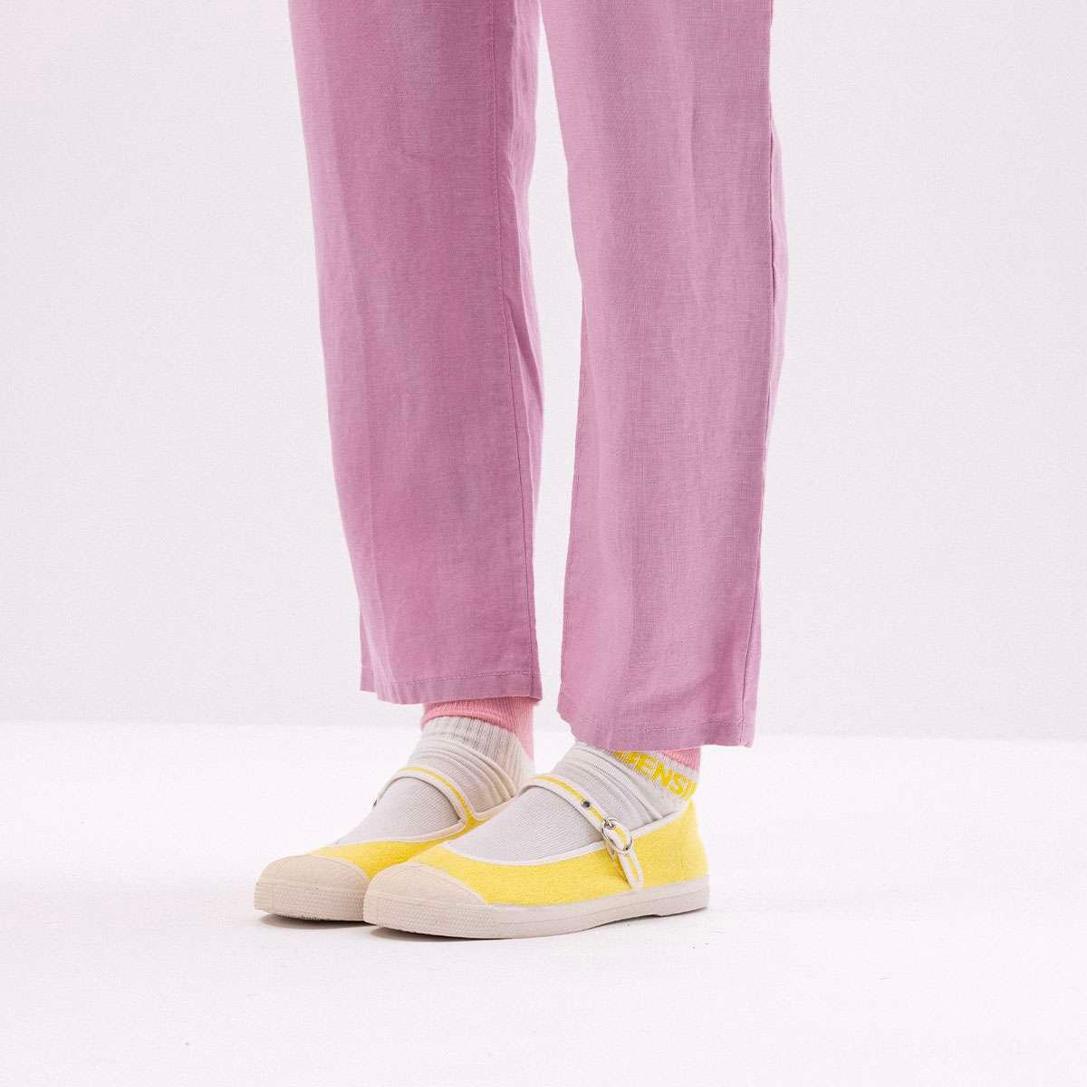 Tennis babies éponge en coton jaune, BENSIMON